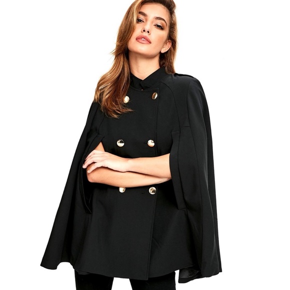 black capelet jacket
